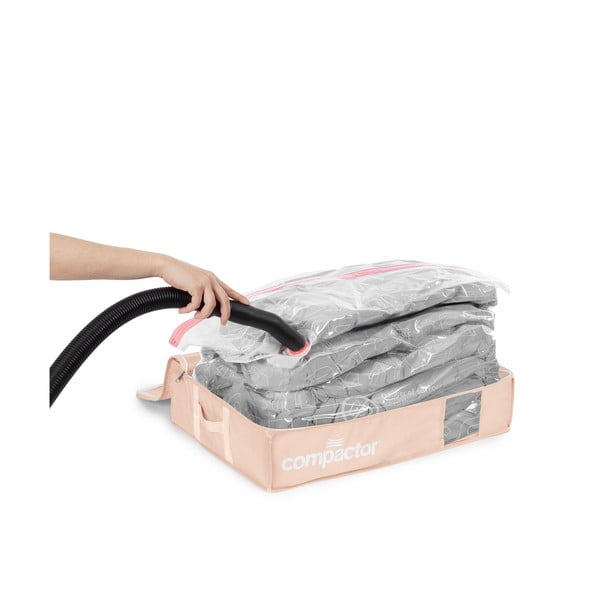 Vákuový plastový úložný box pod posteľ 65x45x15,5 cm Pink Edition – Compactor-image-3