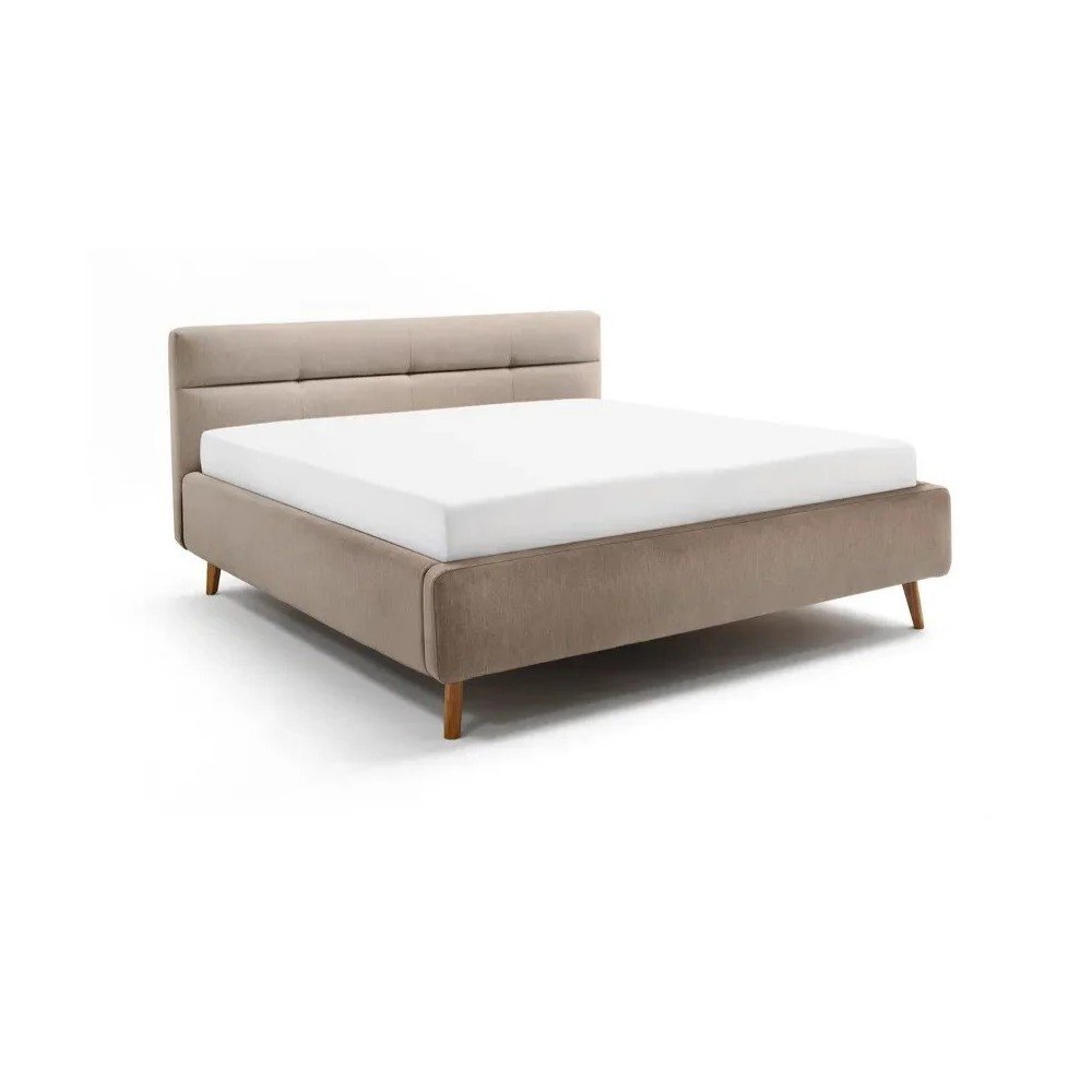 Béžová čalúnená dvojlôžková posteľ s úložným priestorom s roštom 180x200 cm Lotte – Meise Möbel