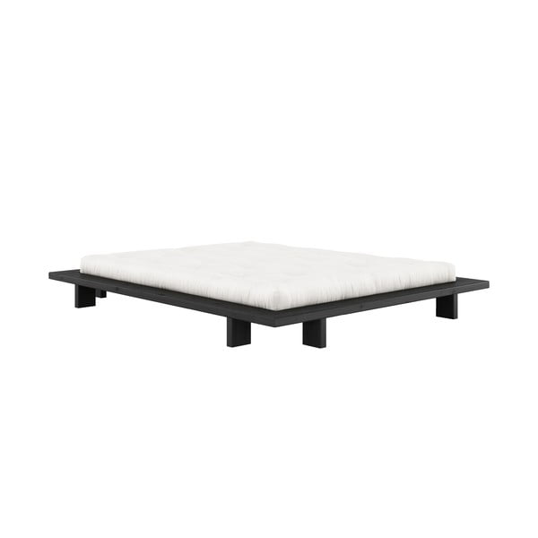 Čierna dvojlôžková posteľ z borovicového dreva s roštom 160x200 cm Japan - Karup Design-image-3