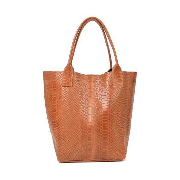 Koňakovohnedá kožená kabelka shopper Renata Corsi Lola-image-1