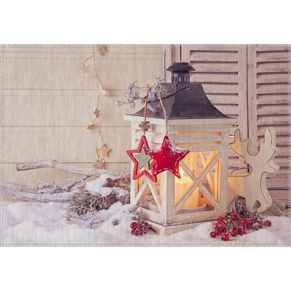 Vianočná lampa Koberec Vitaus s malou červenou hviezdou, 50 x 80 cm