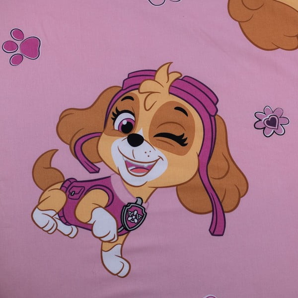 Ružová napínacia bavlnená detská plachta na jednolôžko 90x200 cm Paw Patrol – Jerry Fabrics-image-2