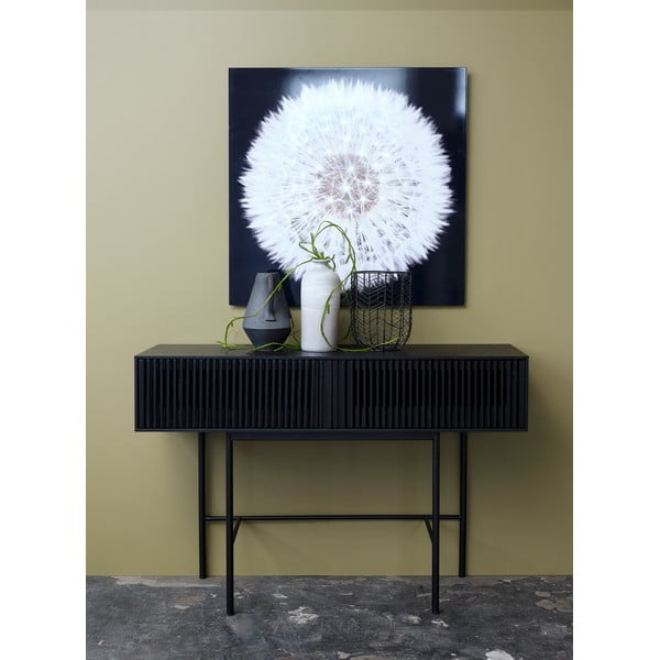 Čierny konzolový stolík z dubového dreva a s kovovými nohami Canett Oxford, dĺžka 120 cm-image-1