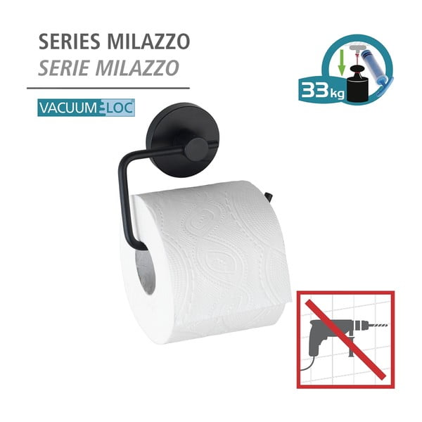 Čierny držiak na toaletný papier Wenko Vacuum-Loc® Milazzo-image-3