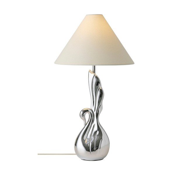 Biela/v striebornej farbe stolová lampa z polyresínu (výška  53 cm) Swan – Ellos Home