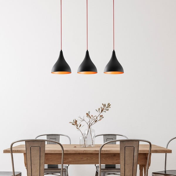 Čierne závesné svietidlo s kovovým tienidlom Berceste – Opviq lights-image-1