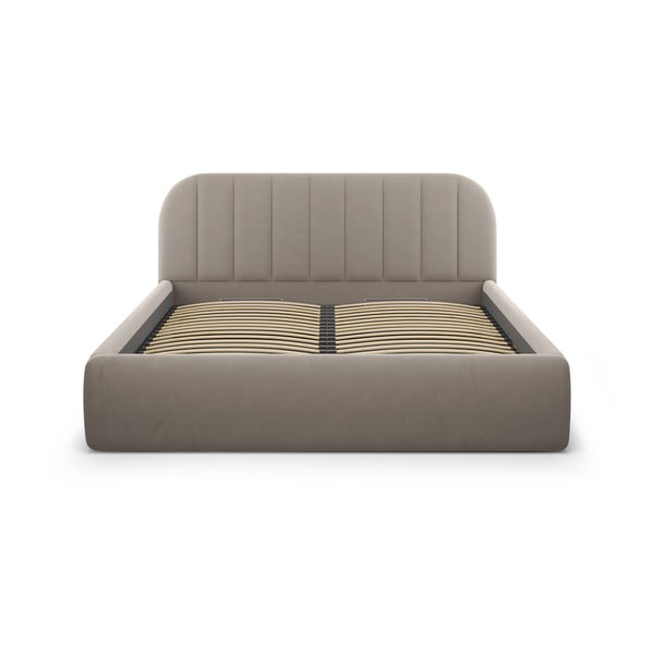 Svetlohnedá čalúnená dvojlôžková posteľ s úložným priestorom s roštom 160x200 cm Juno – Windsor & Co Sofas-image-3