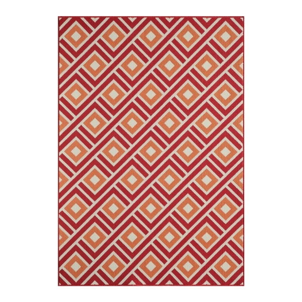 Vysokoodolný koberec vhodný do exteriéru Floorita Greca Red, 160 × 230 cm