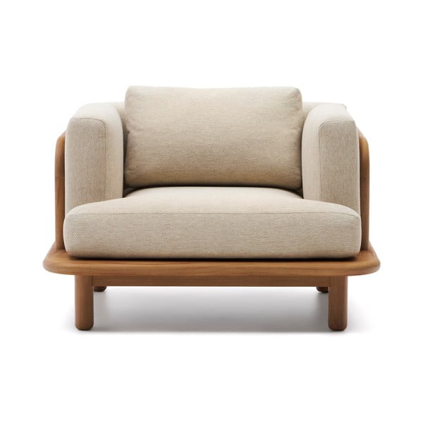 Drevené záhradné kreslo v béžovej a prírodnej farbe Turqueta – Kave Home-image-2