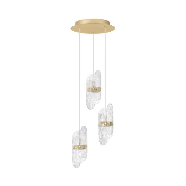 Kovové LED závesné svietidlo so stmievačom v mosadznej farbe so skleneným tienidlom ø 32 cm Lucien – Nova Luce