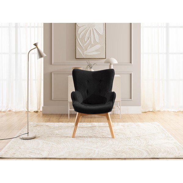 Čierne menčestrové kreslo Niko – Ropez-image-1