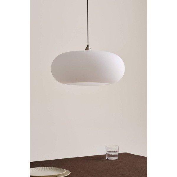 Biele/v matne striebornej farbe závesné svietidlo z opálového skla ø 43 cm Thalia – Jotex-image-3