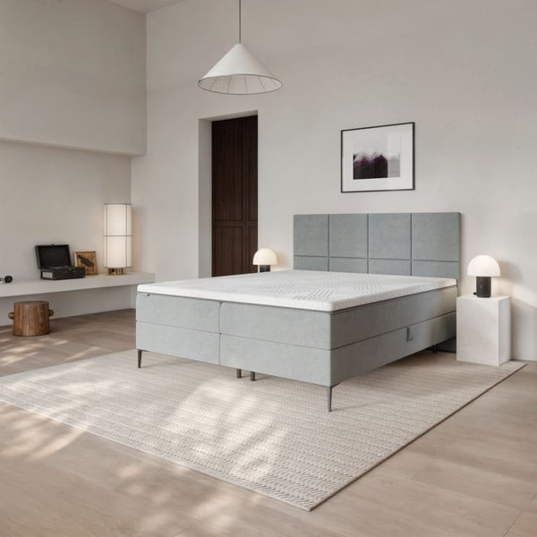 Sivá boxspring posteľ s úložným priestorom 180x200 cm Bufo – MESONICA-image-1