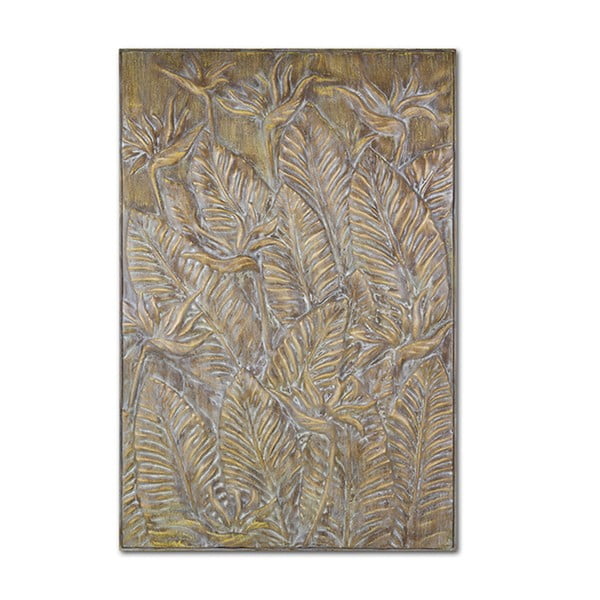 Nástenný rytý obraz z mosadzi Santiago Pons Leaf, 118 × 79 cm