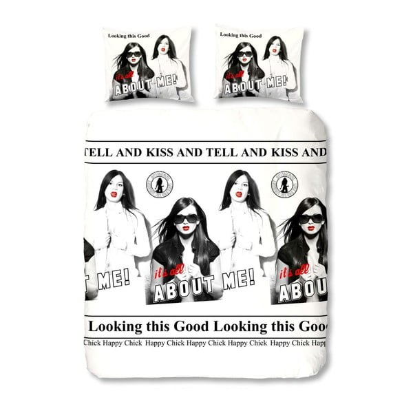 Obliečky Muller Textiel Kiss & Tell White/Black, 200 x 200 cm