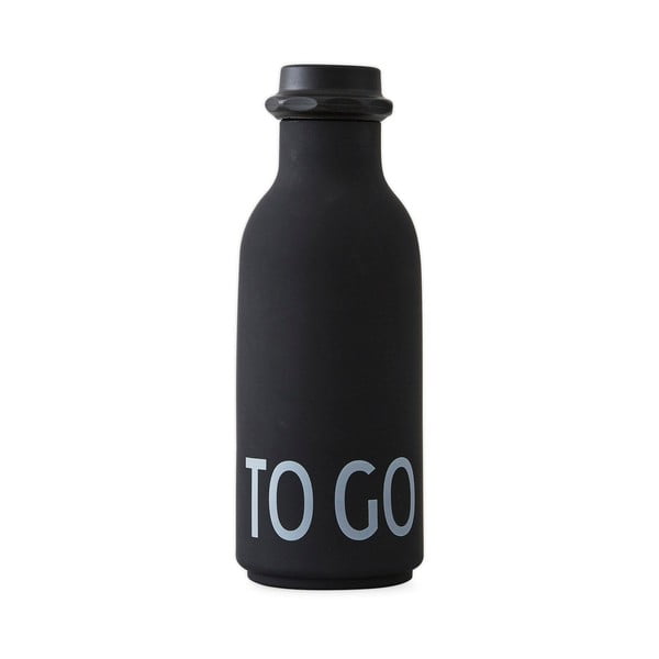 Čierna fľaša na vodu Design Letters To Go, 500 ml