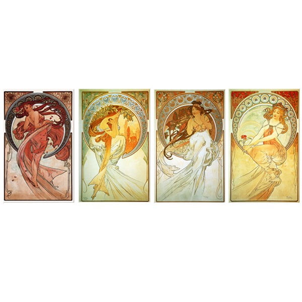 Sada štyroch obrazov Alfons Mucha The Arts, 50x80 cm