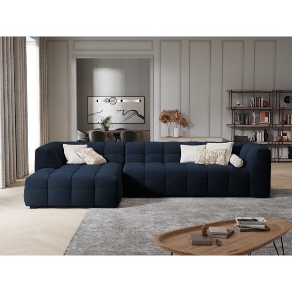 Modrá zamatová rohová pohovka Windsor & Co Sofas Vesta, levý roh-image-1