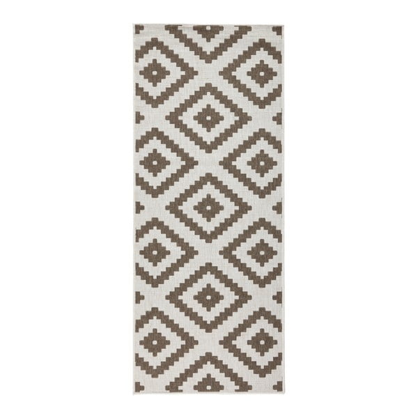 Hnedo-krémový obojstranný koberec vhodný aj do exteriéru Bougari Malta, 80 × 150 cm