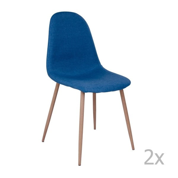 Sada 2 modrých stoličiek s hnedými nohami House Nordic Stokholm