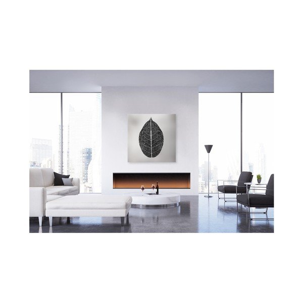 Obraz Styler Canvas Silver Uno Black Leaf, 65 × 65 cm-image-1