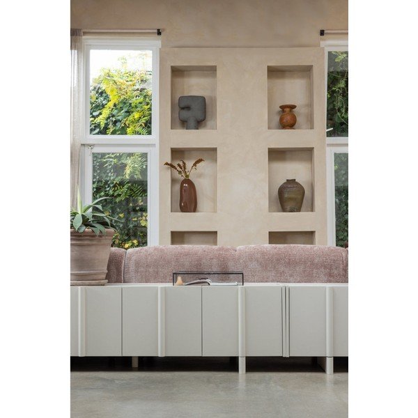 Svetlosivý TV stolík z borovicového dreva 152x53x46 cm Basu – WOOOD-image-1