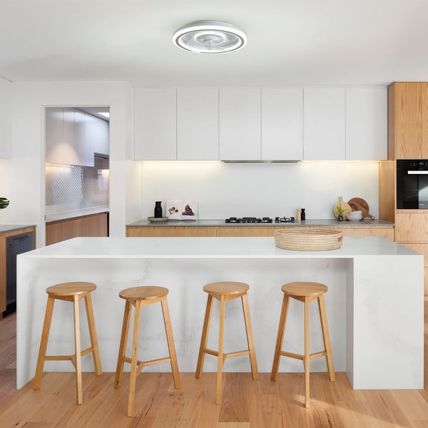 Biele LED stropné svietidlo na diaľkové ovládanie/s ventilátorom Alan – SULION-image-2