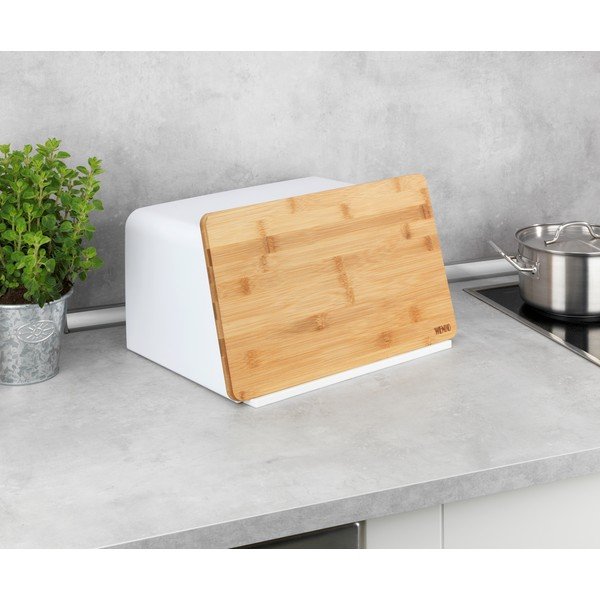 Biela dóza na chlieb s bambusovým poklopom Wenko Kubo-image-4