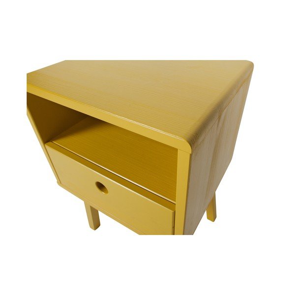 Žltý nočný stolík z masívneho borovicového dreva WOOOD Sammie-image-1
