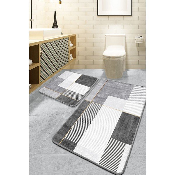 Sivé kúpeľňové predložky v súprave 2 ks 60x100 cm Pendor – Foutastic-image-1