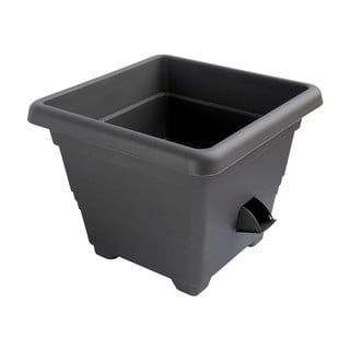 Antracitovosivý samozavlažovací kvetináč Plastia Bergamot, 35 x 35 cm