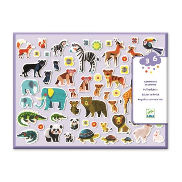Set plastických samolepiek Djeco Zvieracie rodinky