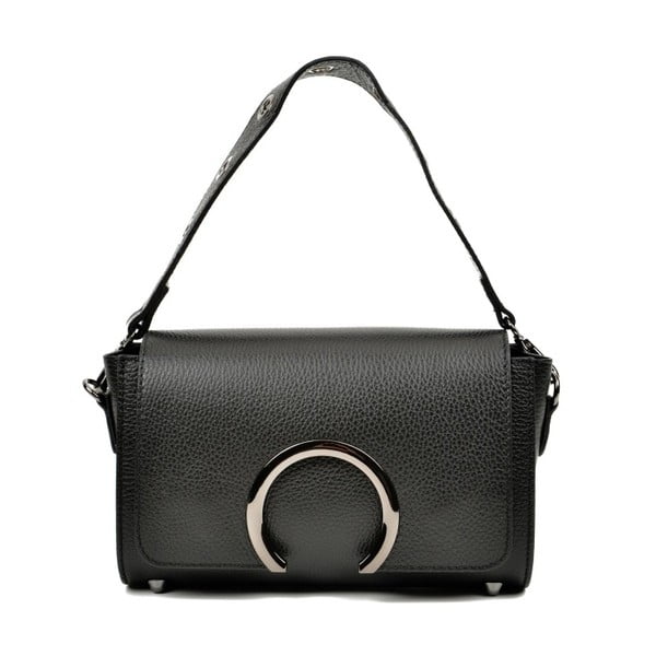 Čierna kožená kabelka Carla Ferreri Cresmo