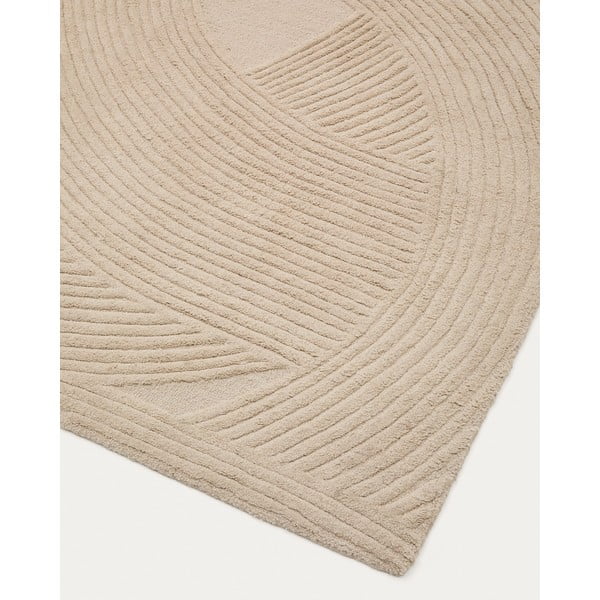 Krémový ručne tkaný vlnený koberec 160x230 cm Domm – Kave Home-image-1