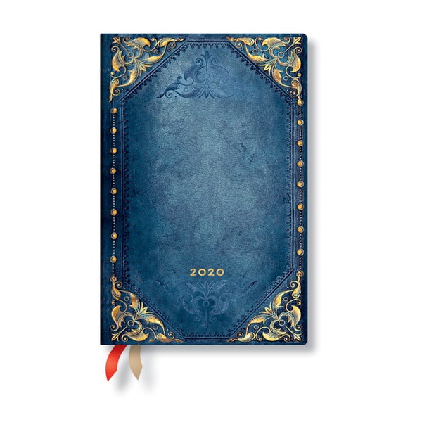 Modrý diár na rok 2020 v mäkkej väzbe Paperblanks Peacock Punk, 160 strán