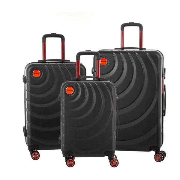 Sada 3 čiernych cestovných kufrov Murano Manhattan