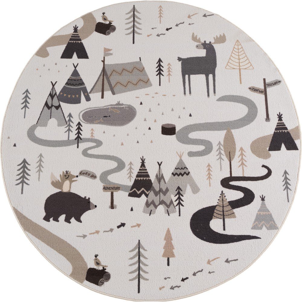 E-shop Krémovobiely prateľný detský koberec ø120 cm Coco 1135 – Ayyildiz Carpets