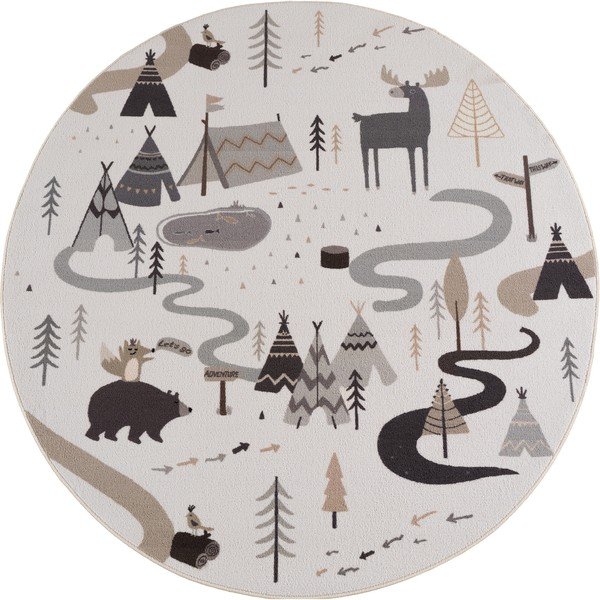 Krémovobiely prateľný detský koberec ø120 cm Coco 1135 – Ayyildiz Carpets