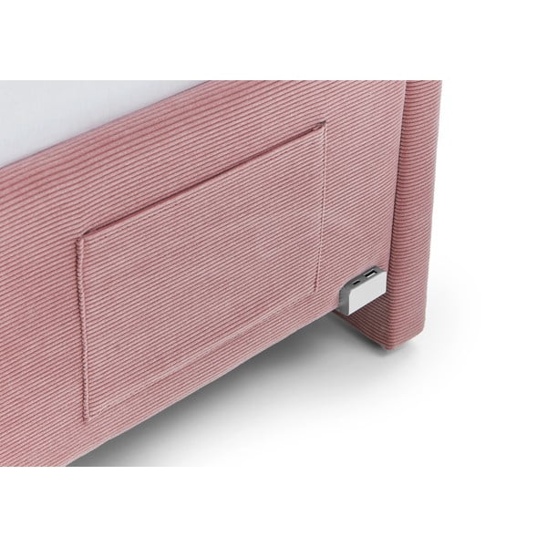 Ružová čalúnená rohová detská posteľ bez roštu 140x200 cm Cool – Meise Möbel-image-4