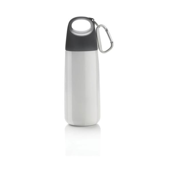 Bielo-sivá fľaša s karabínkou XD Design Mini Bopp
