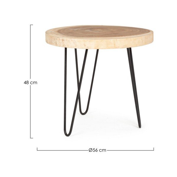 Okrúhly odkladací stolík z masívu munggur ø 56 cm Tuala – Bizzotto-image-3