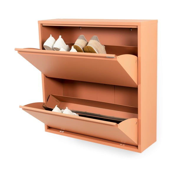 Kovová výklopná skrinka na topánky v lososovej farbe 75x77,5x22,5 cm Billy – Spinder Design-image-2