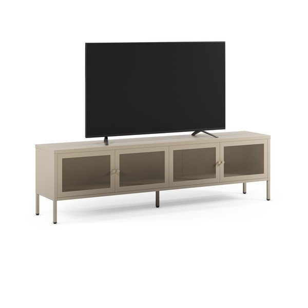 Krémovobiely kovový TV stolík 160x50x35 cm Fayna – Marckeric-image-2