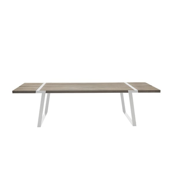 Svetlý drevený jedálenský stôl s bielym podnožím Canett Gigant, 290 cm