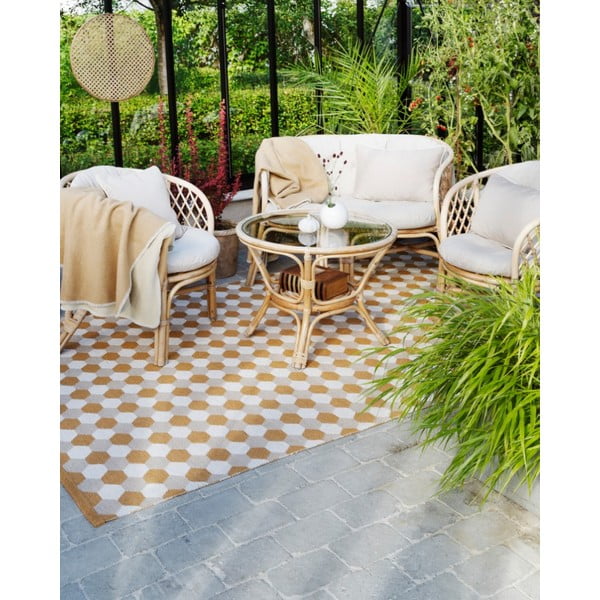 Okrovožltá deka s prímesou vlny 140x200 cm Ylva Ochre – Pappelina-image-3