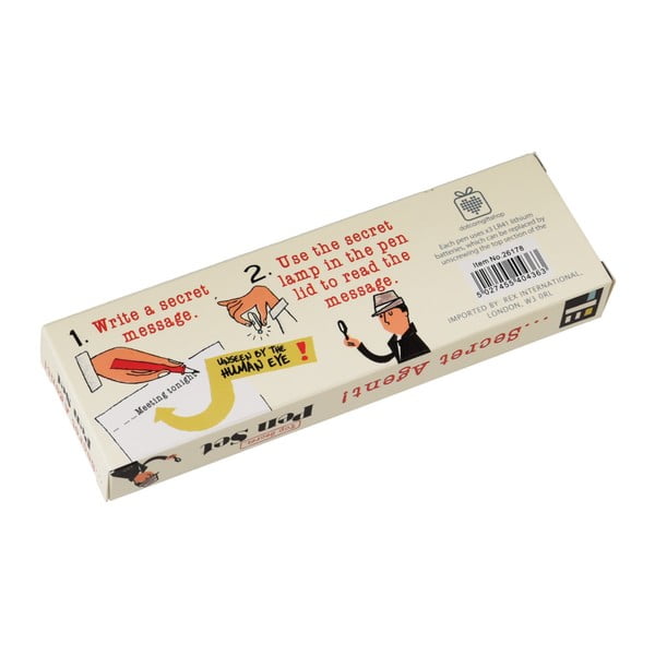 Sada 2 špiónskych pier s neviditeľným atramentom a UV svetlom Rex London Secret Agent-image-2