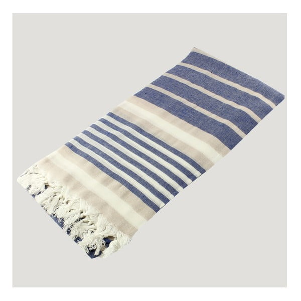 Modro-biela osuška z čistej bavlny Hammam Alesta Style, 90 x 180 cm