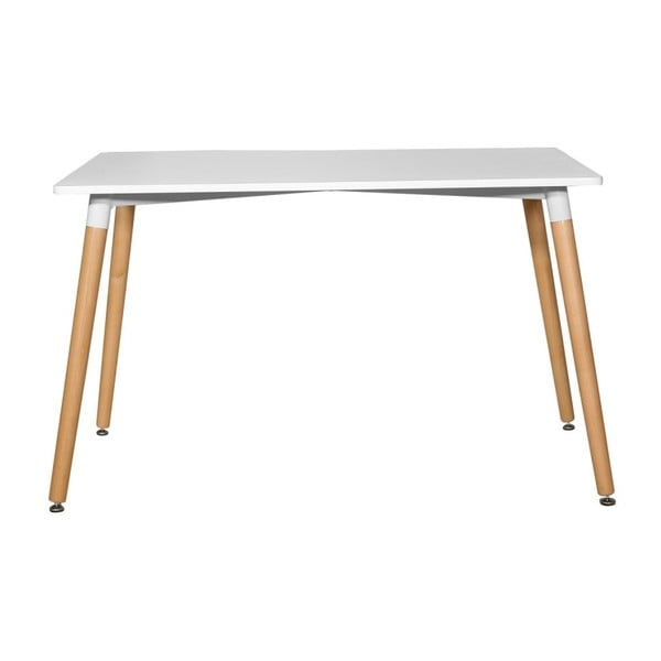 Biely jedálenský stôl s nohami z bukového dreva Diamond, 120 × 80 cm