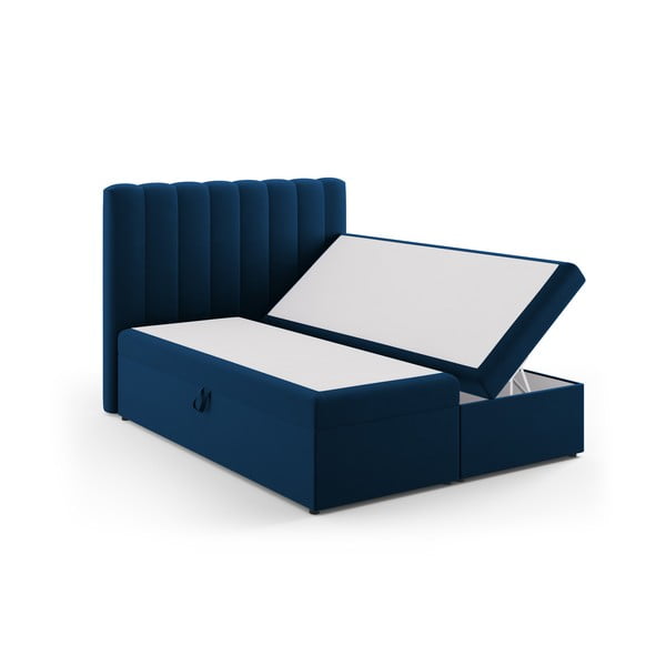 Tmavomodrá boxspring posteľ s úložným priestorom 160x200 cm Gina – Milo Casa-image-2