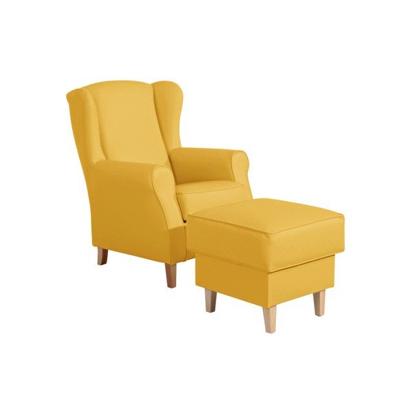 Žltá podnožka z imitácie kože Max Winzer Lorris Leather Corn-image-1